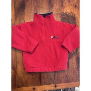 Vintage Vail Ski Kids Size 4 Fleece Pullover 1/4 Zip Red Made in USA 80s 90s